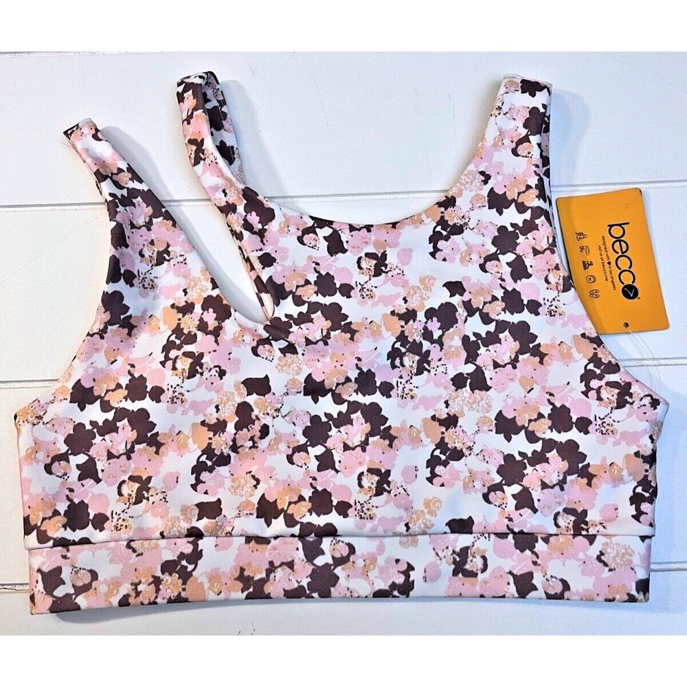 Becco Floral Cutout Sports Yoga Bra NWT Women's Small‎